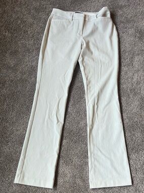 Sleek Express White Pinstripe Flared Pants, Mid Rise 6R